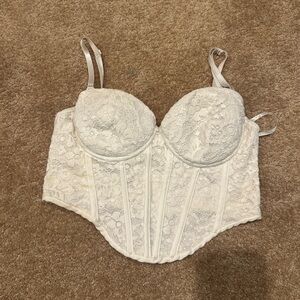 Windsor Cream corset top with Lace Trim